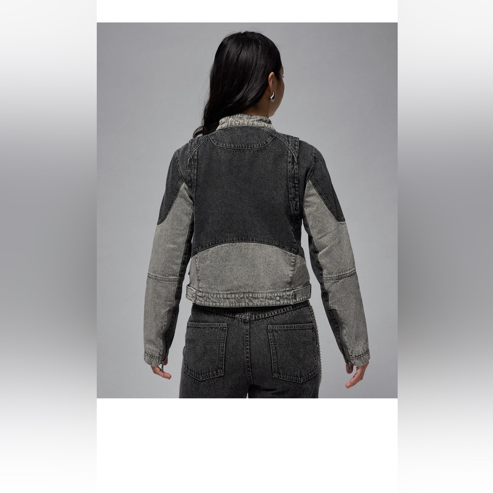 Nike Air Jordan Women's Moto Jacket black/Flat and pewter/gray colorway - Picture 16 of 16